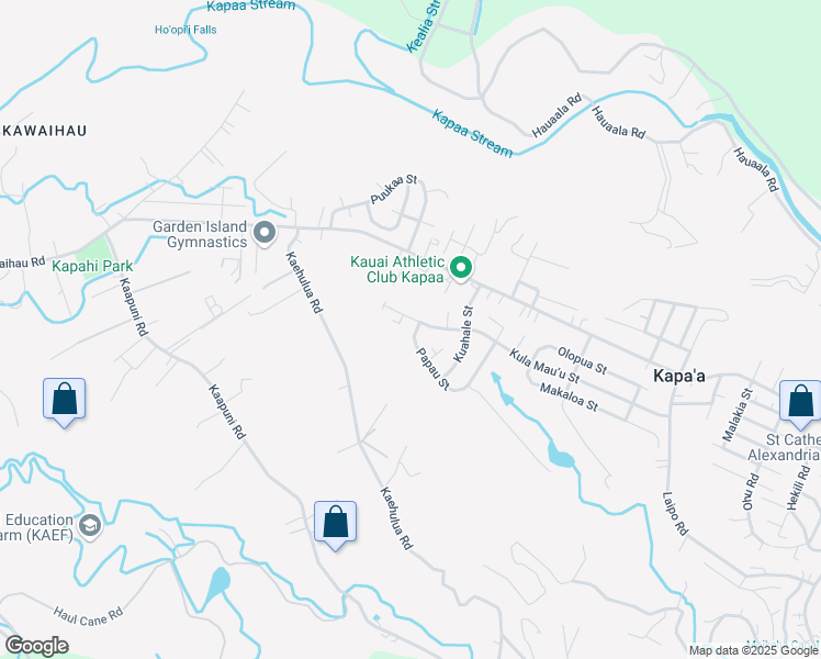 map of restaurants, bars, coffee shops, grocery stores, and more near 5645 Kula Mau’u Street in Kapaʻa