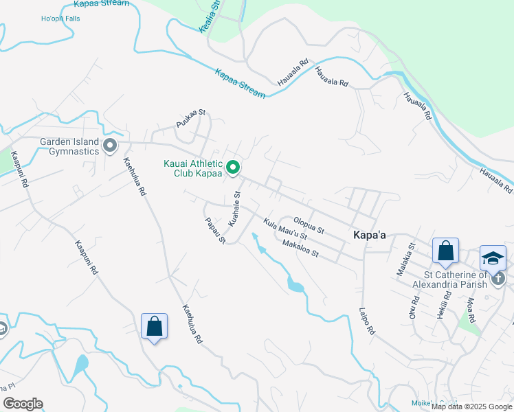 map of restaurants, bars, coffee shops, grocery stores, and more near 1665 Papau Street in Kapaʻa