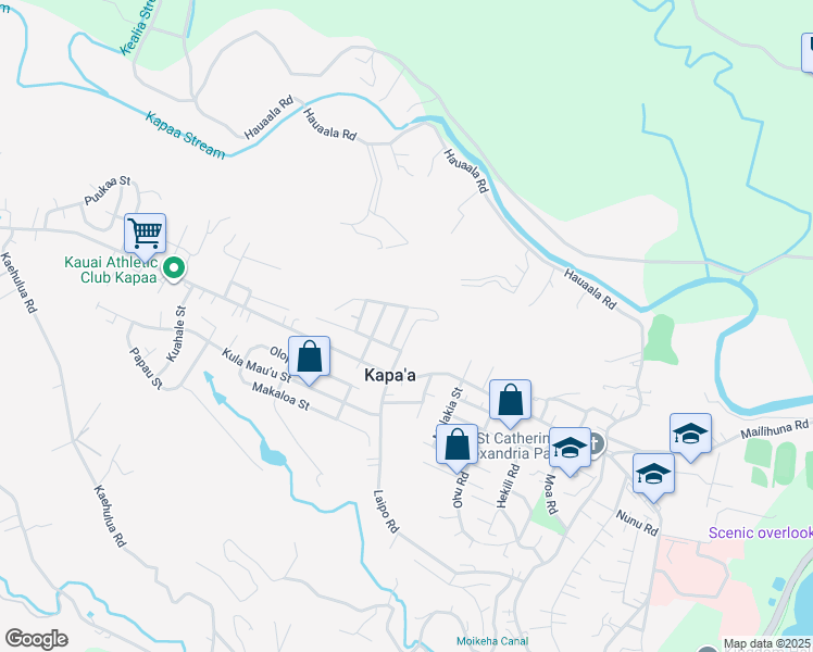 map of restaurants, bars, coffee shops, grocery stores, and more near 5330 Kualono Street in Kapaʻa