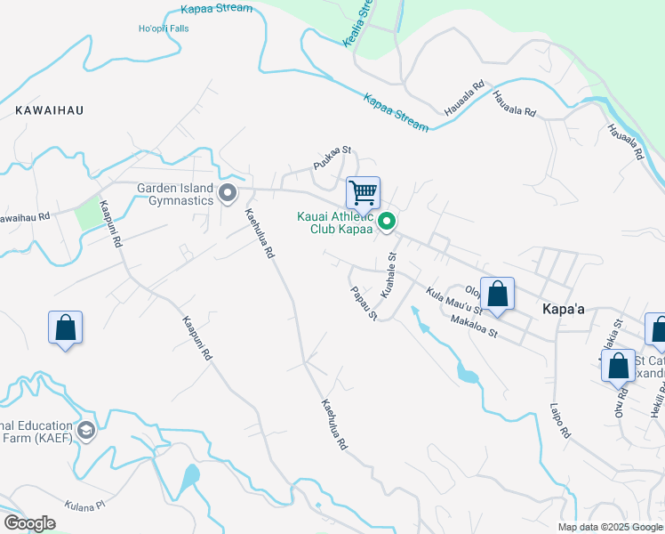 map of restaurants, bars, coffee shops, grocery stores, and more near 1629 Kula Mau U Place in Kapaʻa