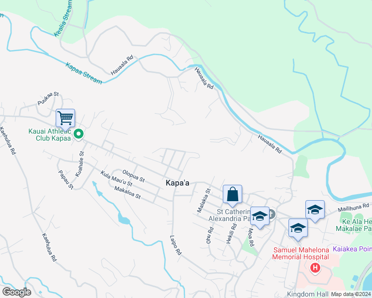 map of restaurants, bars, coffee shops, grocery stores, and more near 5322 Kumole Street in Kapaʻa