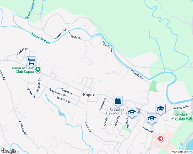 map of restaurants, bars, coffee shops, grocery stores, and more near 5322 Kumole Street in Kapaʻa
