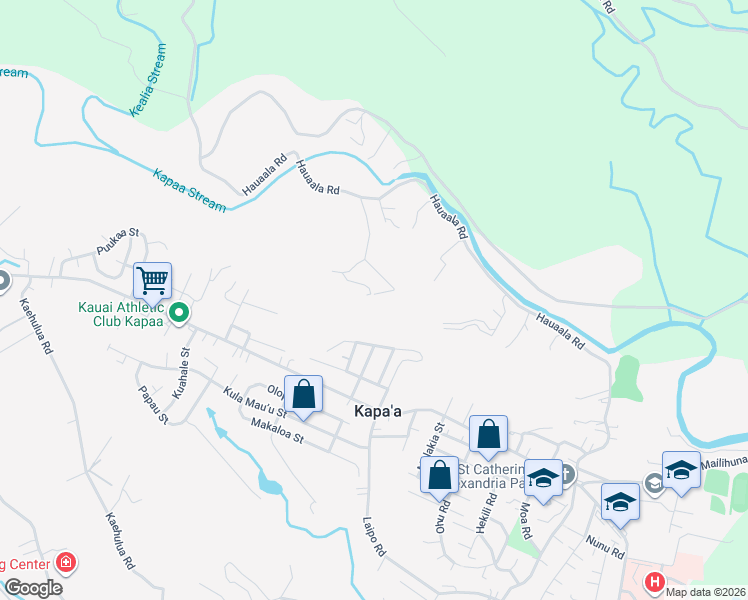 map of restaurants, bars, coffee shops, grocery stores, and more near 5680 Keapana Road in Kapaʻa