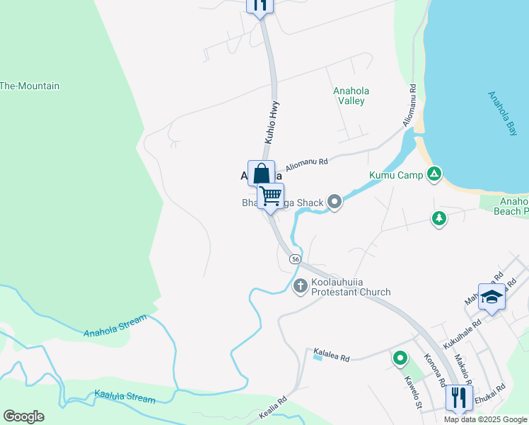 map of restaurants, bars, coffee shops, grocery stores, and more near in Anahola