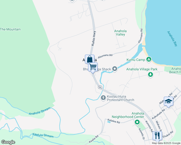 map of restaurants, bars, coffee shops, grocery stores, and more near in Anahola