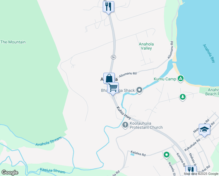 map of restaurants, bars, coffee shops, grocery stores, and more near 4 Kuhio Highway in Kapaa