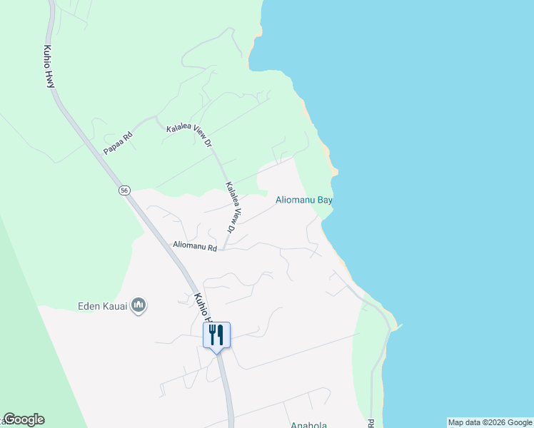 map of restaurants, bars, coffee shops, grocery stores, and more near 5230 Kalalea View Drive in Anahola