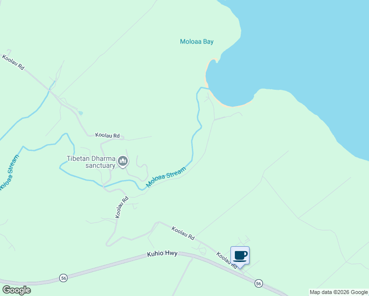 map of restaurants, bars, coffee shops, grocery stores, and more near 3720 Moloaa Road in Kilauea