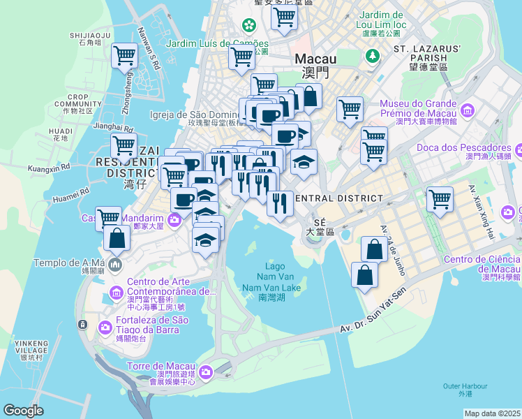 map of restaurants, bars, coffee shops, grocery stores, and more near in 