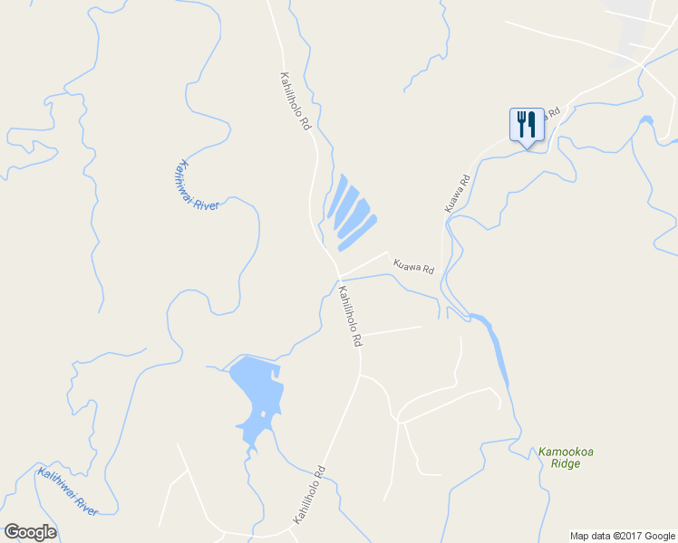 map of restaurants, bars, coffee shops, grocery stores, and more near 5545 Kahiliholo Road in Kilauea