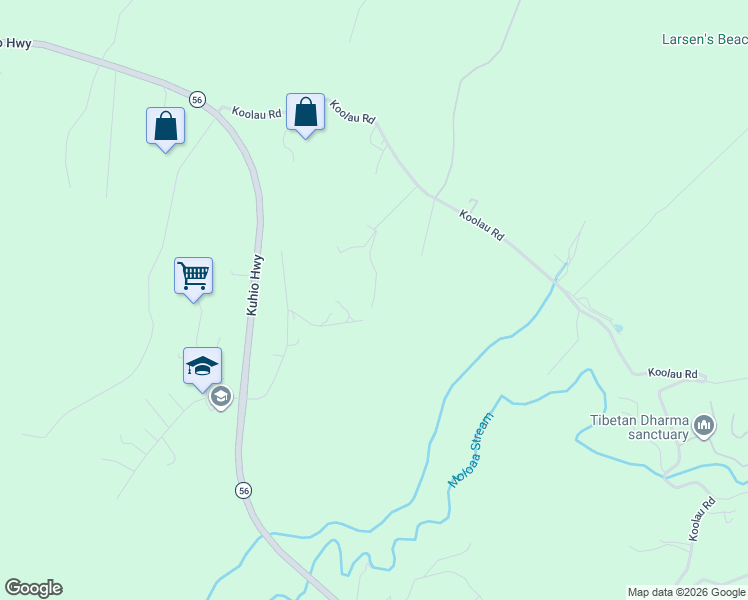 map of restaurants, bars, coffee shops, grocery stores, and more near 7467 Koolau Road in Kilauea