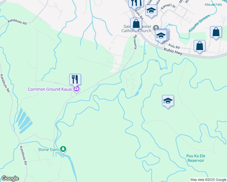 map of restaurants, bars, coffee shops, grocery stores, and more near 4795D Kuawa Road in Kilauea