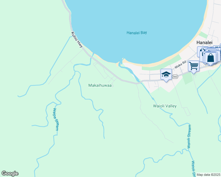 map of restaurants, bars, coffee shops, grocery stores, and more near in Hanalei