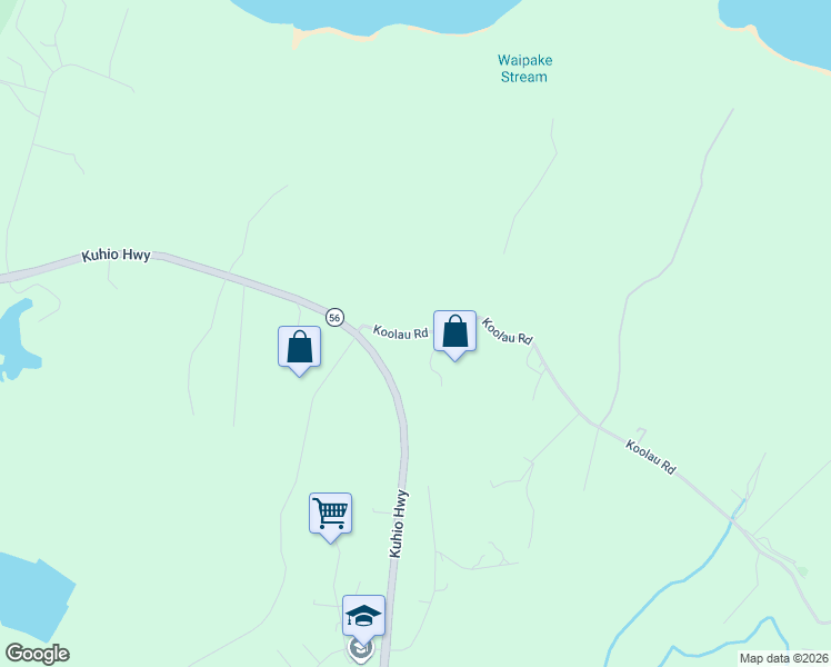 map of restaurants, bars, coffee shops, grocery stores, and more near 7771 Koolau Road in Kilauea