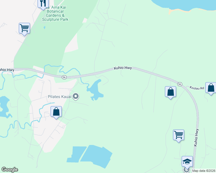 map of restaurants, bars, coffee shops, grocery stores, and more near 5-1111 Kuhio Highway in Kilauea