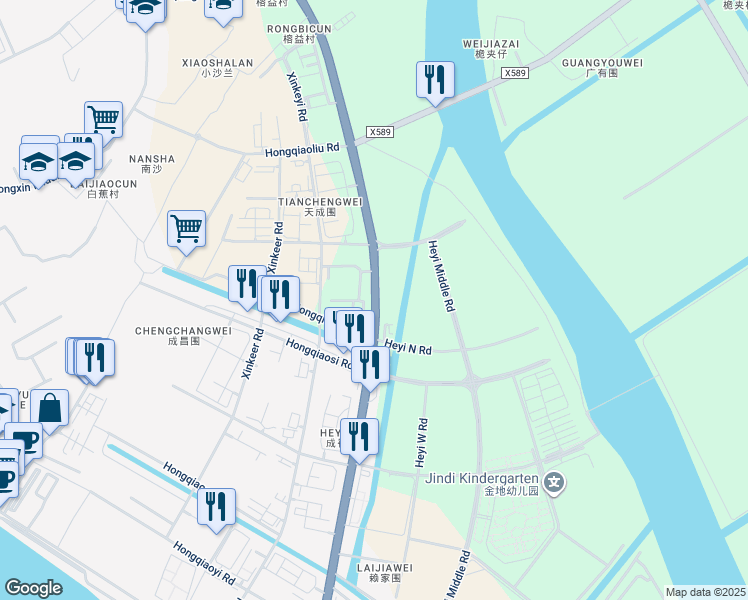 map of restaurants, bars, coffee shops, grocery stores, and more near Bai Jiao Lu in Zhu Hai Shi