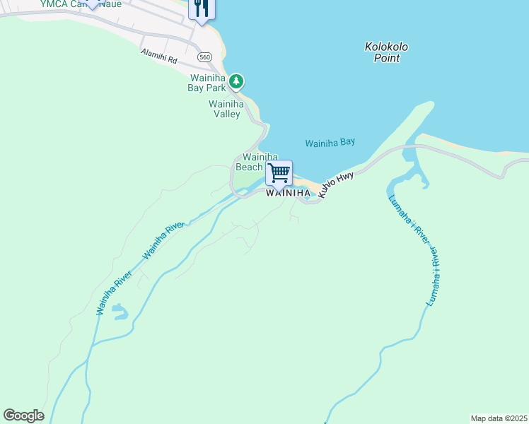 map of restaurants, bars, coffee shops, grocery stores, and more near 4560 Anahulu Road in Hanalei