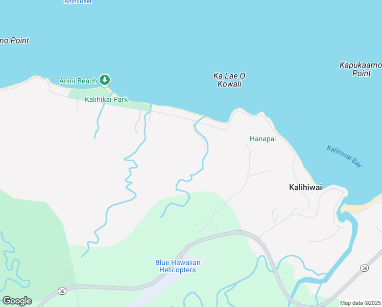 map of restaurants, bars, coffee shops, grocery stores, and more near 3573 Anini Road in Kilauea