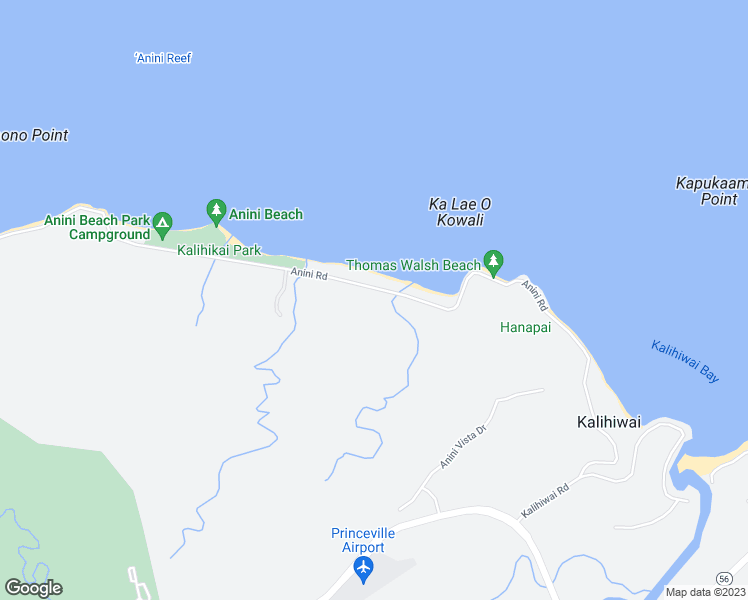 map of restaurants, bars, coffee shops, grocery stores, and more near 3611 Anini Road in Kilauea