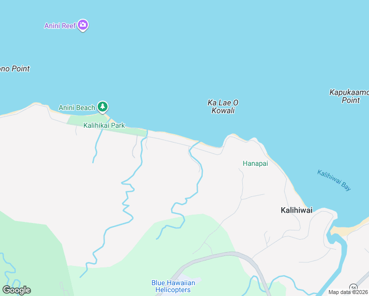 map of restaurants, bars, coffee shops, grocery stores, and more near 3611 Anini Road in Kilauea