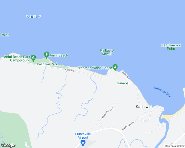 map of restaurants, bars, coffee shops, grocery stores, and more near 3580 Anini Road in Kilauea