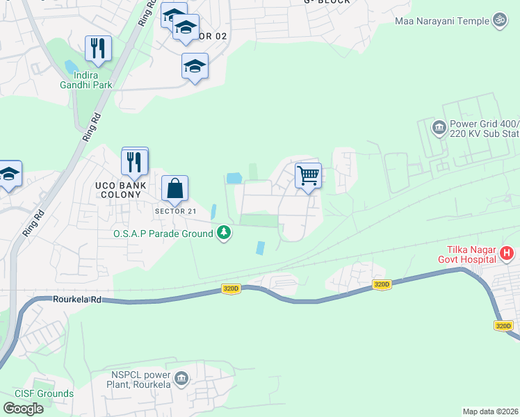 map of restaurants, bars, coffee shops, grocery stores, and more near in Rourkela