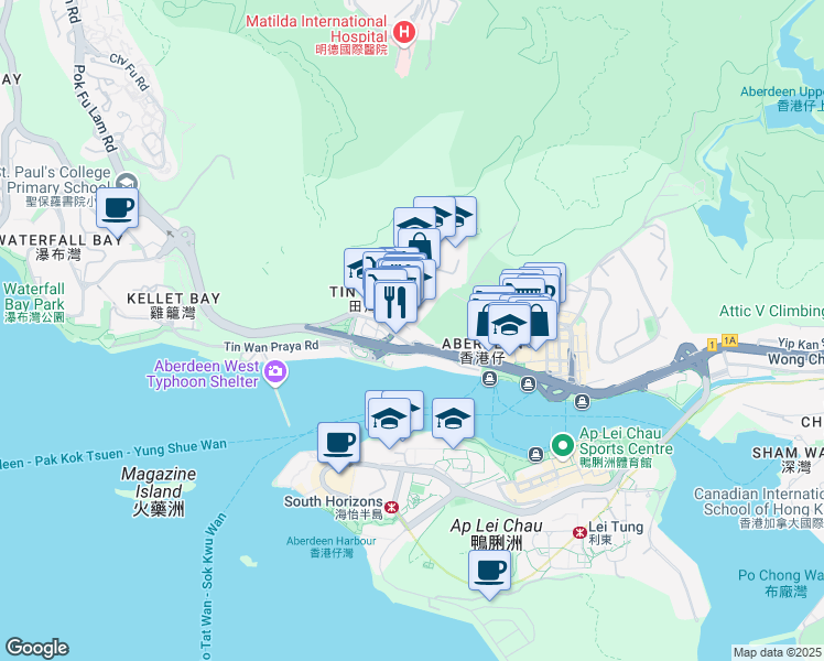 map of restaurants, bars, coffee shops, grocery stores, and more near 11 Tang Fung Street in Hong Kong