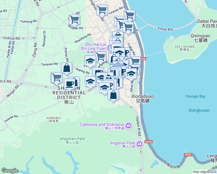 map of restaurants, bars, coffee shops, grocery stores, and more near in Zhuhai