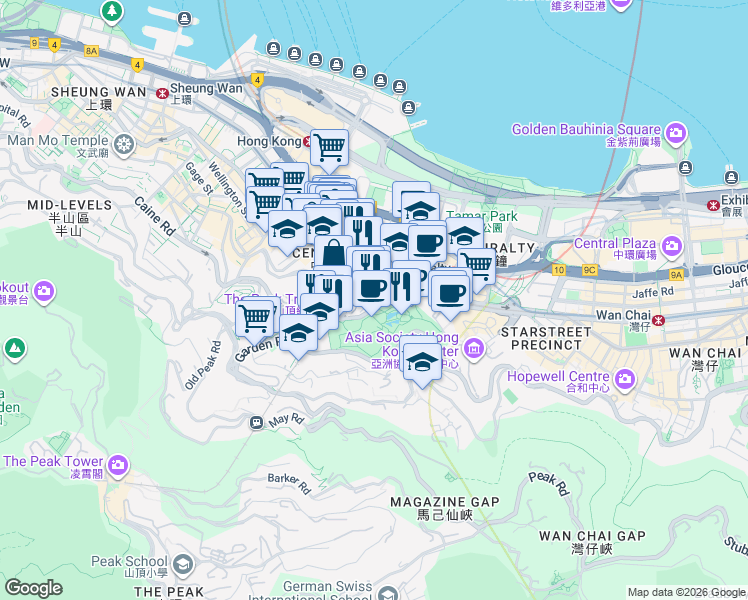 map of restaurants, bars, coffee shops, grocery stores, and more near in 