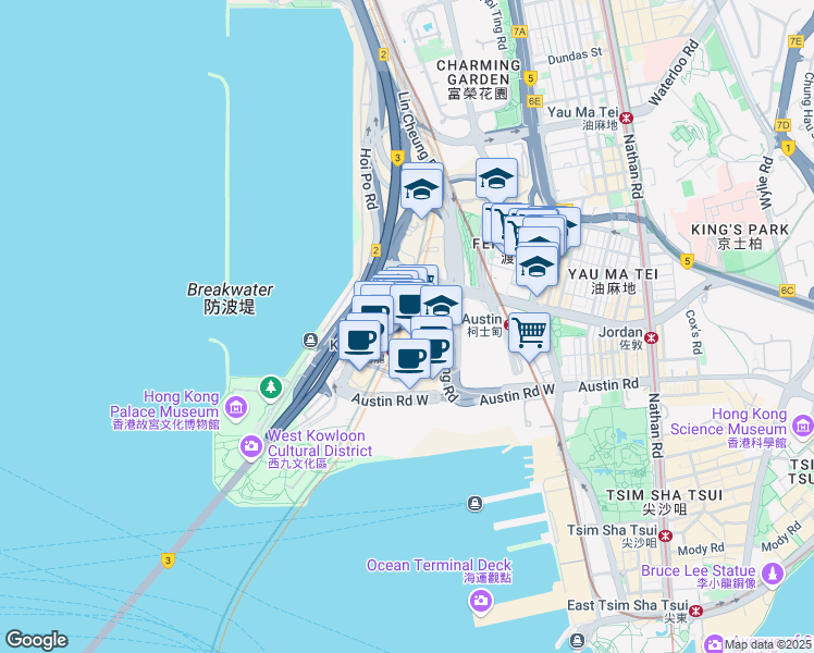 map of restaurants, bars, coffee shops, grocery stores, and more near in 