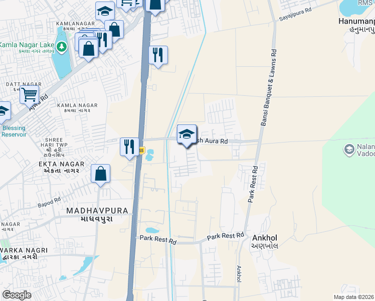 map of restaurants, bars, coffee shops, grocery stores, and more near in Ankhol
