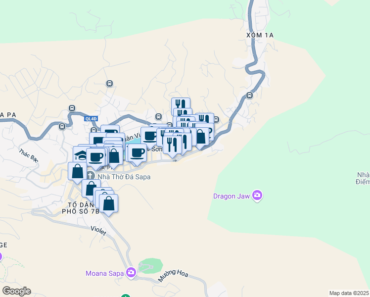 map of restaurants, bars, coffee shops, grocery stores, and more near Lương Đình Của in Sa Pa