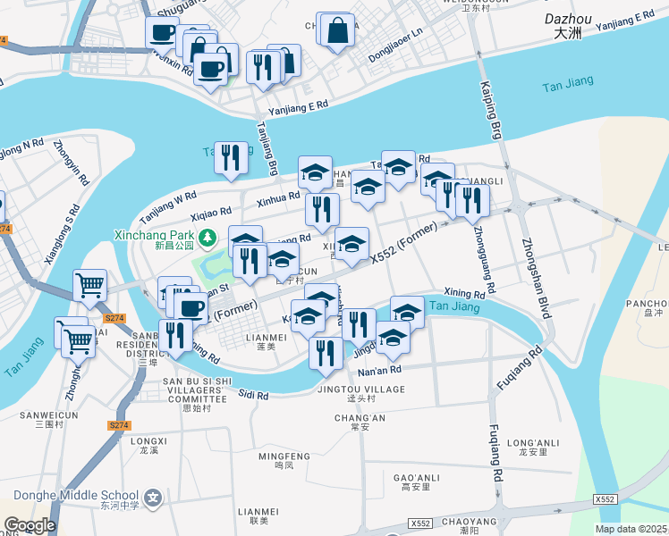 map of restaurants, bars, coffee shops, grocery stores, and more near in Jiangmen
