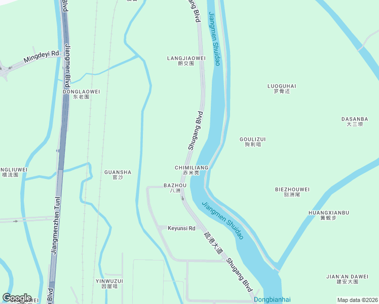 map of restaurants, bars, coffee shops, grocery stores, and more near Shu Gang Da Dao in Jiang Men Shi