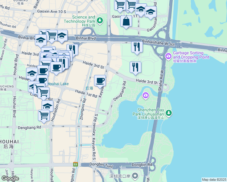 map of restaurants, bars, coffee shops, grocery stores, and more near in Shen Zhen Shi