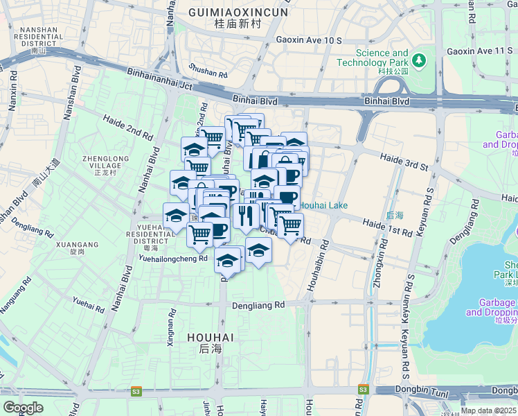 map of restaurants, bars, coffee shops, grocery stores, and more near in Shenzhen