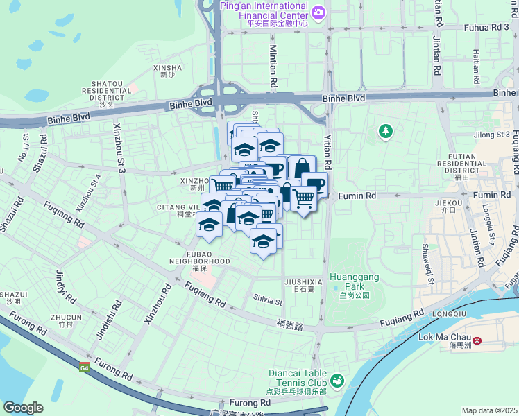 map of restaurants, bars, coffee shops, grocery stores, and more near in Shenzhen Shi