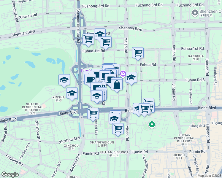 map of restaurants, bars, coffee shops, grocery stores, and more near in Shenzhen