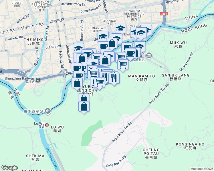 map of restaurants, bars, coffee shops, grocery stores, and more near in 深圳市
