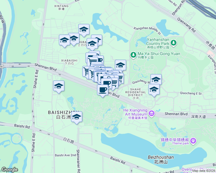 map of restaurants, bars, coffee shops, grocery stores, and more near in 深圳市