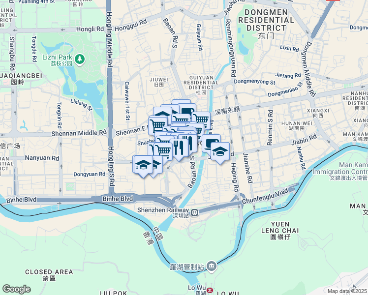 map of restaurants, bars, coffee shops, grocery stores, and more near in Shenzhen