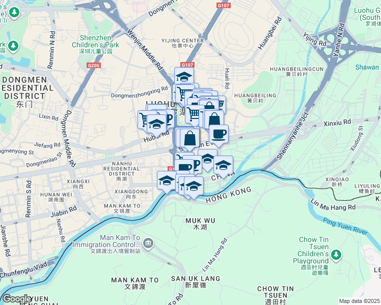 map of restaurants, bars, coffee shops, grocery stores, and more near in Shenzhen Shi