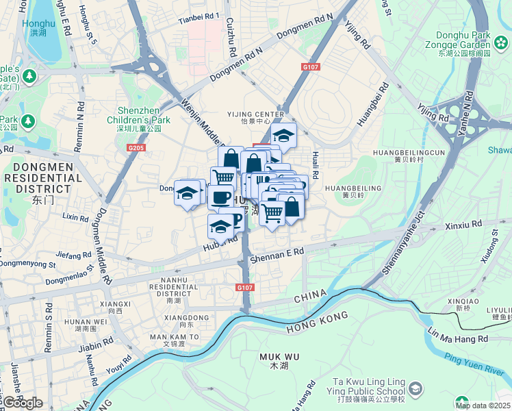 map of restaurants, bars, coffee shops, grocery stores, and more near in Shenzhen