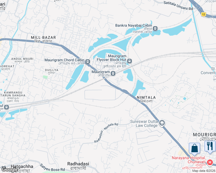 map of restaurants, bars, coffee shops, grocery stores, and more near in Howrah