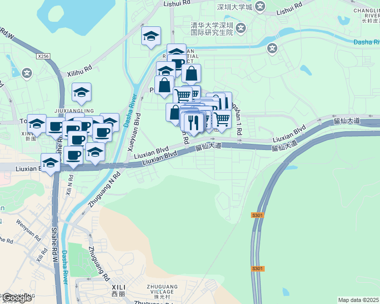 map of restaurants, bars, coffee shops, grocery stores, and more near in Shenzhen