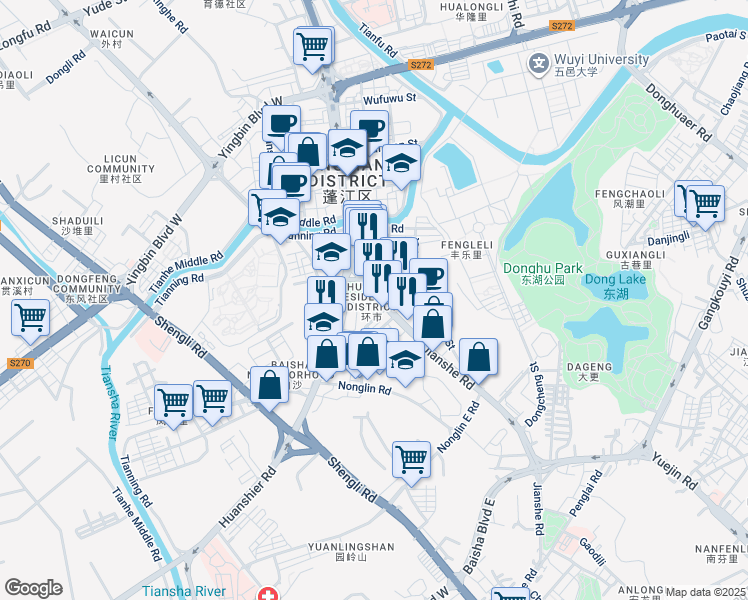 map of restaurants, bars, coffee shops, grocery stores, and more near in Jiangmen