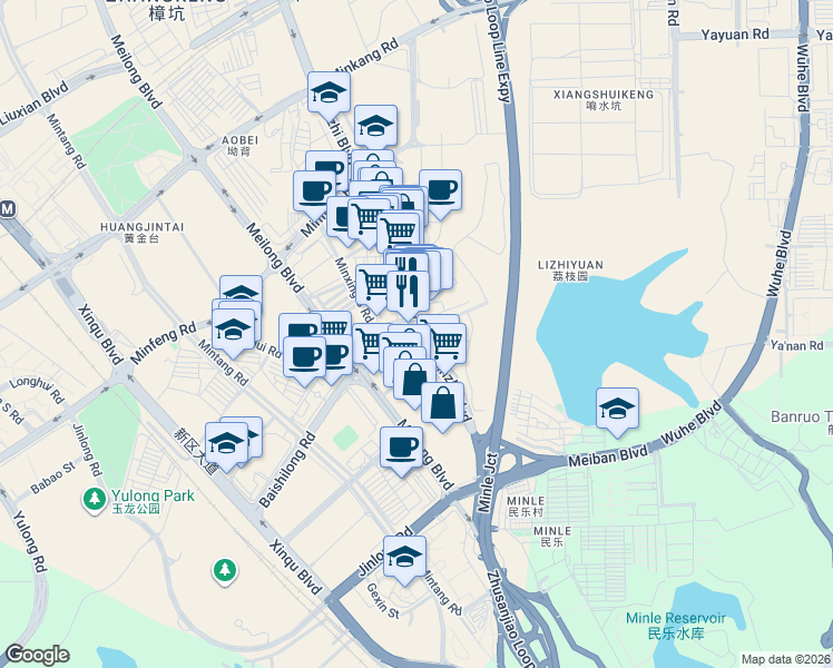 map of restaurants, bars, coffee shops, grocery stores, and more near in Shenzhen