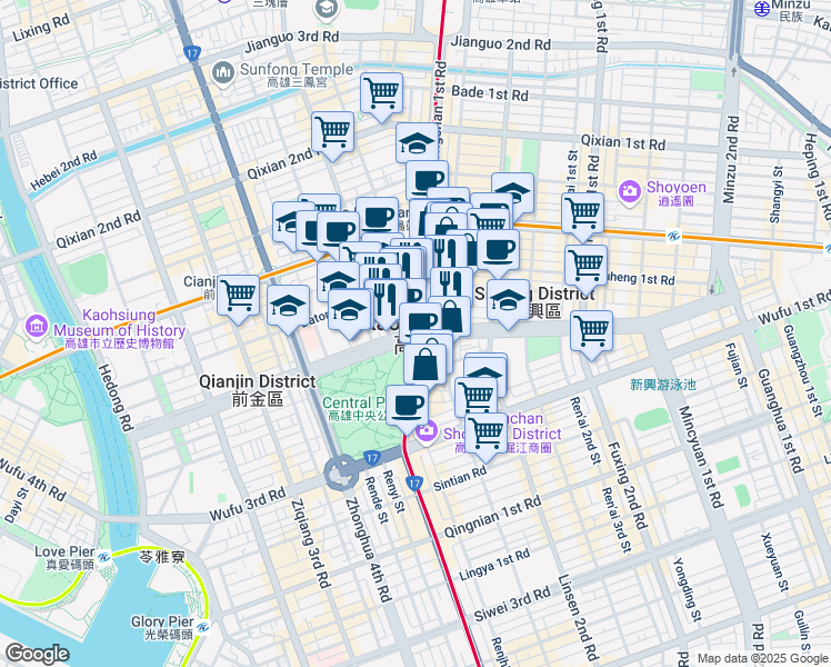 map of restaurants, bars, coffee shops, grocery stores, and more near in 