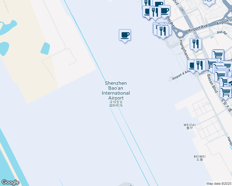 map of restaurants, bars, coffee shops, grocery stores, and more near in Shen Zhen Shi