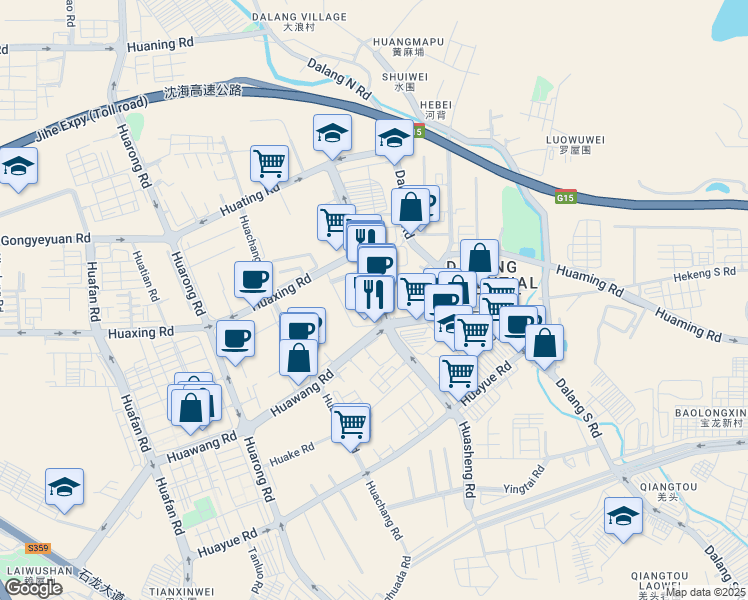 map of restaurants, bars, coffee shops, grocery stores, and more near 79 Hua Sheng Lu in Shen Zhen Shi